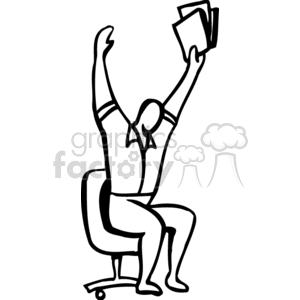 Black and white man excited sitting in a chair