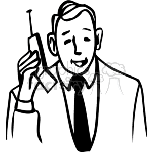Black and white man using a cell phone