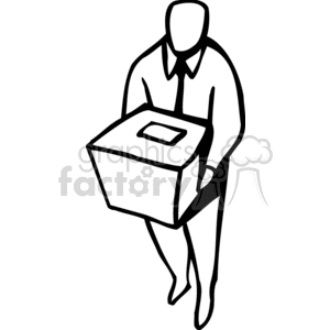 Black and white man holding a document box