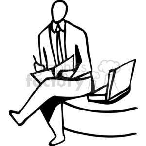 Black and white man jotting notes sitting on a desk