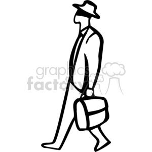 Black and white business man wearing a fedora hat