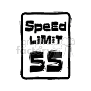 This clipart image depicts a stylized representation of a speed limit road sign, with the numbers 55 indicating the speed limit is 55 miles per hour (mph).