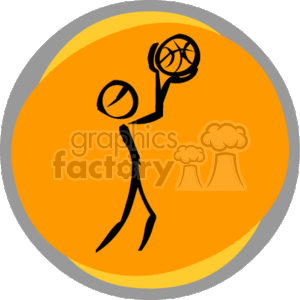 The clipart image features a stylized stick figure basketball player with a basketball. The player is depicted in motion, suggesting they might be playing basketball or performing a move such as dribbling, shooting, or passing the ball.