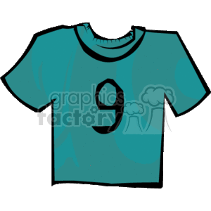 The image shows a teal-colored sports jersey with the number 9 printed on the front in a dark color. The jersey appears to be designed for team sports such as soccer, basketball, or baseball.