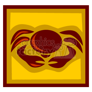 This clipart image depicts a stylized representation of a crab, symbolizing the astrological sign Cancer. The image features a central circular shape flanked by pincers and legs in a symmetric layout, often associated with the Cancer zodiac sign.
