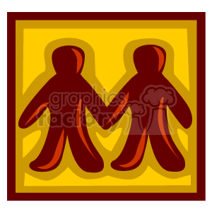 The clipart image depicts the symbol of Gemini, which is one of the twelve astrological signs of the zodiac. It shows two humanoid figures holding hands, which are meant to represent twins, as Gemini is often associated with the concept of duality and twins.