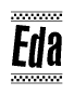The clipart image displays the text Eda in a bold, stylized font. It is enclosed in a rectangular border with a checkerboard pattern running below and above the text, similar to a finish line in racing. 