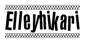 The clipart image displays the text Elleyhikari in a bold, stylized font. It is enclosed in a rectangular border with a checkerboard pattern running below and above the text, similar to a finish line in racing. 