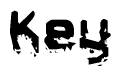 This nametag says Key, and has a static looking effect at the bottom of the words. The words are in a stylized font.