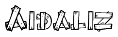 The image contains the name Aidaliz written in a decorative, stylized font with a hand-drawn appearance. The lines are made up of what appears to be planks of wood, which are nailed together