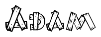 The clipart image shows the name Adam stylized to look as if it has been constructed out of wooden planks or logs. Each letter is designed to resemble pieces of wood.