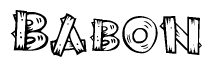 The clipart image shows the name Babon stylized to look like it is constructed out of separate wooden planks or boards, with each letter having wood grain and plank-like details.