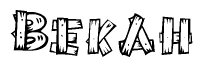 The clipart image shows the name Bekah stylized to look like it is constructed out of separate wooden planks or boards, with each letter having wood grain and plank-like details.