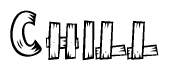 The clipart image shows the name Chill stylized to look as if it has been constructed out of wooden planks or logs. Each letter is designed to resemble pieces of wood.