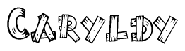 The image contains the name Caryldy written in a decorative, stylized font with a hand-drawn appearance. The lines are made up of what appears to be planks of wood, which are nailed together