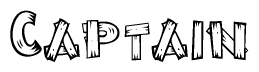 The clipart image shows the name Captain stylized to look as if it has been constructed out of wooden planks or logs. Each letter is designed to resemble pieces of wood.