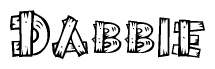 The clipart image shows the name Dabbie stylized to look as if it has been constructed out of wooden planks or logs. Each letter is designed to resemble pieces of wood.