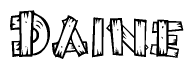 The image contains the name Daine written in a decorative, stylized font with a hand-drawn appearance. The lines are made up of what appears to be planks of wood, which are nailed together