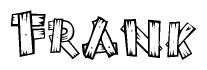 The clipart image shows the name Frank stylized to look like it is constructed out of separate wooden planks or boards, with each letter having wood grain and plank-like details.
