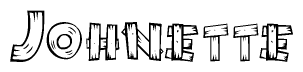 The clipart image shows the name Johnette stylized to look as if it has been constructed out of wooden planks or logs. Each letter is designed to resemble pieces of wood.