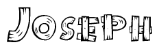 The clipart image shows the name Joseph stylized to look as if it has been constructed out of wooden planks or logs. Each letter is designed to resemble pieces of wood.