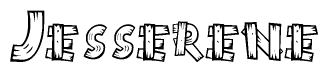 The image contains the name Jesserene written in a decorative, stylized font with a hand-drawn appearance. The lines are made up of what appears to be planks of wood, which are nailed together