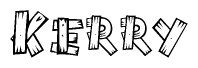 The image contains the name Kerry written in a decorative, stylized font with a hand-drawn appearance. The lines are made up of what appears to be planks of wood, which are nailed together
