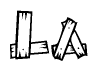 The clipart image shows the name La stylized to look like it is constructed out of separate wooden planks or boards, with each letter having wood grain and plank-like details.