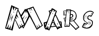 The clipart image shows the name Mars stylized to look as if it has been constructed out of wooden planks or logs. Each letter is designed to resemble pieces of wood.