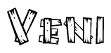 The clipart image shows the name Veni stylized to look like it is constructed out of separate wooden planks or boards, with each letter having wood grain and plank-like details.