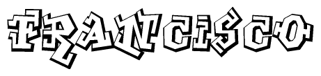 The image is a stylized representation of the letters Francisco designed to mimic the look of graffiti text. The letters are bold and have a three-dimensional appearance, with emphasis on angles and shadowing effects.