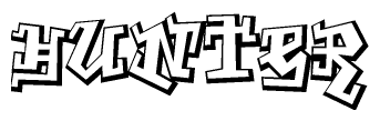 The clipart image features a stylized text in a graffiti font that reads Hunter.