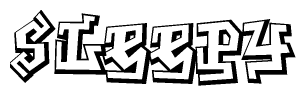 The clipart image features a stylized text in a graffiti font that reads Sleepy.
