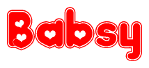 The image displays the word Babsy written in a stylized red font with hearts inside the letters.