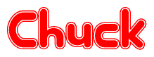 The image is a clipart featuring the word Chuck written in a stylized font with a heart shape replacing inserted into the center of each letter. The color scheme of the text and hearts is red with a light outline.
