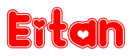 The image displays the word Eitan written in a stylized red font with hearts inside the letters.