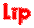 The image displays the word Lip written in a stylized red font with hearts inside the letters.