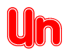 The image is a red and white graphic with the word Un written in a decorative script. Each letter in  is contained within its own outlined bubble-like shape. Inside each letter, there is a white heart symbol.