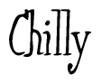 The image is of the word Chilly stylized in a cursive script.