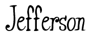 The image contains the word 'Jefferson' written in a cursive, stylized font.