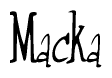 The image is of the word Macka stylized in a cursive script.