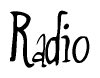 The image is a stylized text or script that reads 'Radio' in a cursive or calligraphic font.