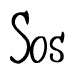 The image is of the word Sos stylized in a cursive script.