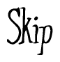 The image is of the word Skip stylized in a cursive script.