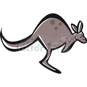 The clipart image depicts a stylized representation of a kangaroo. The kangaroo is shown in profile, with notable features such as its powerful hind legs, long tail, and characteristic hopping pose. It appears to be a simple, cartoon-like illustration suitable for a variety of uses.