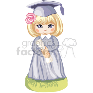 A Little Girl in a Graduation Cap and Gown Holding her diploma