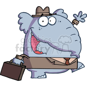 The clipart image features a cartoon character that appears to be a humorous depiction of an elephant dressed in a business suit, complete with a hat and carrying a briefcase, seemingly portraying a businessperson or professional.
