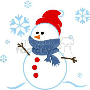 snowman wrapped in a blue scarf
