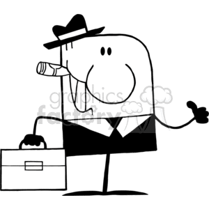 4347-Cartoon-Doodle-Businessman-Holding-A-Thumb-Up