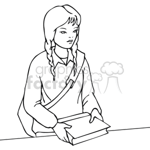 Black and white outline of a female student 